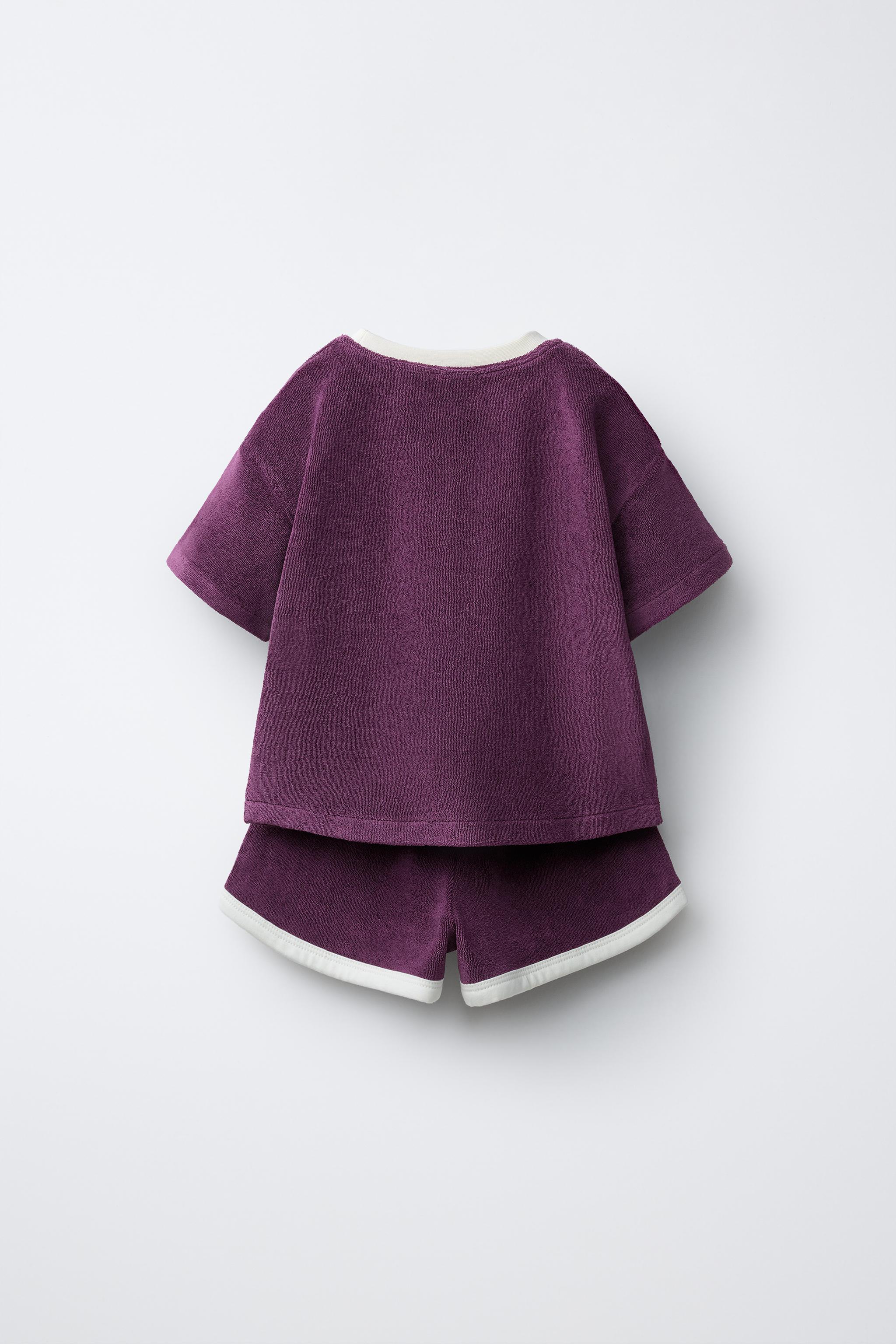 SOLID TOWEL EFFECT T-SHIRT AND BERMUDA SET